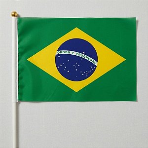 Bandeira de Tecido com Haste - Brasil - 90cm - 12 unidades - Rizzo