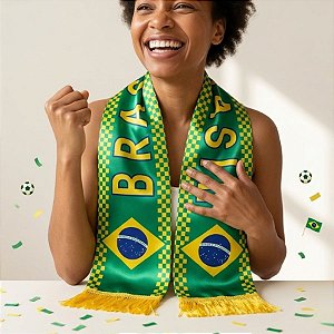 Faixa Decorativa de Tecido - Brasil Xadrez - Copa do Mundo - 1,30m - 1 unidade - Rizzo