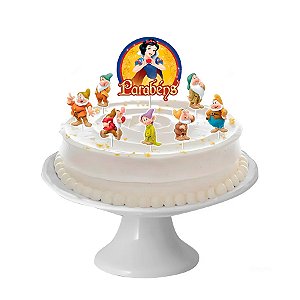 Decoração de Bolo - Cenário Branca de Neve Clássica - 8 unidades - Disney Original - Rizzo