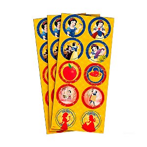 Adesivo Redondo - Branca de Neve Clássica - 30 unidades - Disney Original - Rizzo