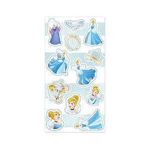 Cartela Adesiva - Cinderela - 12 unidades - Disney Original - Rizzo