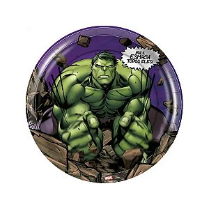 Prato de Papel Redondo - Incrível Hulk - 12 unidades - Disney Original - Rizzo