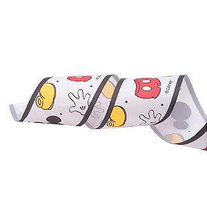 Fita de Cetim Estampa Mickey - Vermelho/Preto/Amarelo - 6,3x1000cm  - 1 unidade - Disney Original - Rizzo