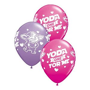 Balão de Festa Látex Liso Decorado - Star Wars:Yoda One For Me! - 11" 27cm - 25 unidades - Disney Original - Rizzo