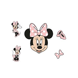 Mini Personagens Decorativos - Minnie Mouse Rosa - 12 unidades - Disney Original - Rizzo