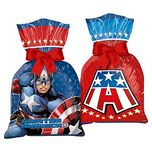 Sacola Plástica  Capitão America - 12 Unidades - Disney Original  - Rizzo