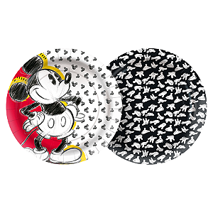 Prato de Papel Festa Mickey Fãs - 12 unidades - Disney Original - Rizzo