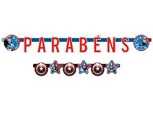 Faixa Parabéns Festa Vingadores Capitão América - Disney Original - Rizzo Festas