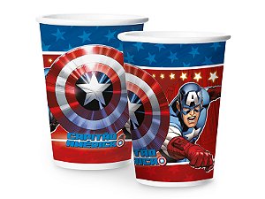 Copo de Papel Festa Vingadores Capitão América 180ml - 8 Unidades - Disney Original - Rizzo Festas