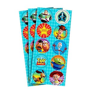 Adesivo Redondo para Lembrancinha Festa Toy Story 4 - 30 unidades - Disney Original - Rizzo