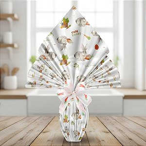 Folha Para Ovos de Páscoa Poli Transparente - 70x90cm - Coelho Cenoura - 5 unidades - Rizzo