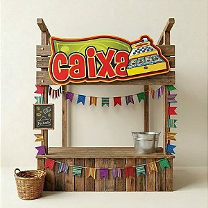 Placa De Sinalização em Papel para Festa Junina - Caixa - 50cm - 1 unidade - Festa Maluca - Rizzo