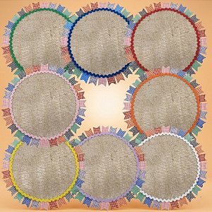 Sousplat Junino de Juta com Bandeirinhas - Sortido - 34x34cm - 1 unidade - Rizzo
