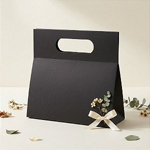 Caixa de Papel Rígido com Alça  - Preto - 25x11x23,5cm - 1 unidade - Rizzo