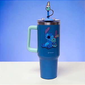 Caneca Térmica com Canudo - Stitch e Xepa - 1,15l - Disney Original - 1 unidade - Zonacriativa - Rizzo