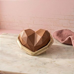 Caixa Coração Lapidado 350g - 1 Cavidade - Dourado - Ref.14070 - 10 unidades - BWB - Rizzo