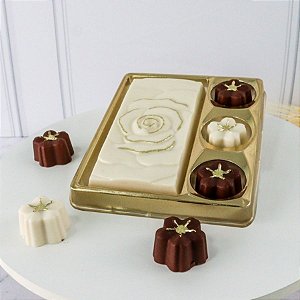 Caixa para Tablete e 3 Bombons - Dourado - Ref.14300 - 10 unidades - BWB - Rizzo