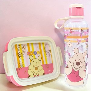 Conjunto Marmita Hermética e Garrafa - Ursinho Pooh - 1 unidade - Disney Original - Rizzo