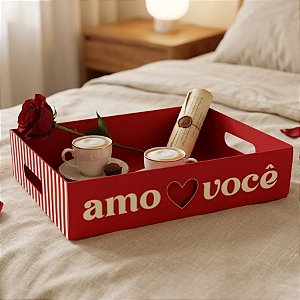 Cesta Bandeja de Papel Cartão - História De Amor - M 26,5x19,5x6cm - 1 unidade - Cromus - Rizzo