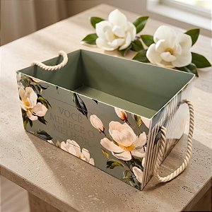 Caixote de Papel Cartão Com Alça - Valentina - 22x10,5x15cm - 1 unidade - Cromus - Rizzo