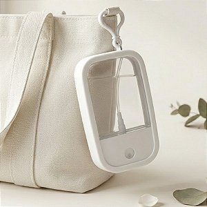 Frasco Spray Portátil Macaron Cartão com Capa de Silicone e Gancho Inferior - Branco - 1 unidade - Rizzo