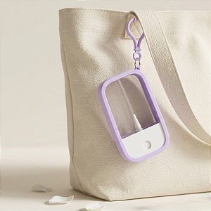 Frasco Spray Portátil Macaron Cartão com Capa de Silicone e Gancho Inferior - Roxo - 1 unidade - Rizzo