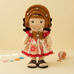 Boneca em Feltro - Cangaceira Vestido Branco - 40cm - 1 unidade - Rizzo
