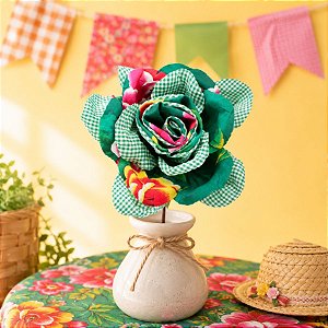 Pick Decorativo de Festa Junina - Flor Chita - Verde - 24cm - 1 unidade - Cromus - Rizzo