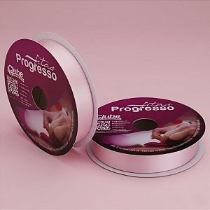 Fita de Cetim 22mm x 50m - Rosa Claro - CF005 Cor 206 - Rolo 50m - 1 unidade - Progresso - Rizzo