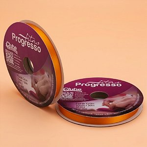 Fita de Cetim 10mm x 50m - Laranja - CF002 Cor 066 - Rolo 50m - 1 unidade - Progresso - Rizzo