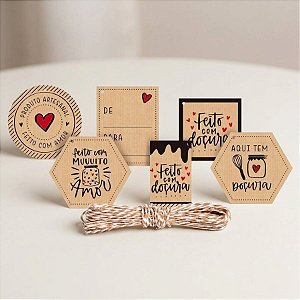 Kit Fechamento Kraft Doçura - 9cm - 13 unidades
