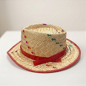 Chapéu de Palha Malandrinho - Vermelho - 12x27cm - 1 unidade - Rizzo