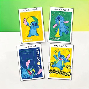 Cartaz Decorativo - Stitch na Copa - 30x21cm - Disney Original - 4 unidades - FestColor - Rizzo