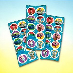 Adesivo Redondo - Toy Story 5 - 4x4cm - Disney Original - 30 unidades - FestColor - Rizzo