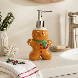 Porta Sabonete Líquido de Natal - Biscoito de Gengibre - 18,5cm - 1 unidade - Rizzo