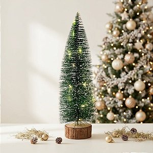 Mini Árvore Pinheiro Nevado com Led Amarelo - 20cm - 1 unidade - Rizzo