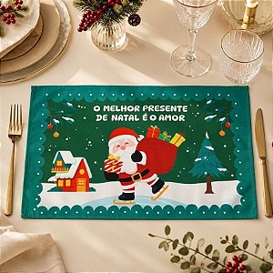 Jogo Americano de Natal - O Melhor Presente de Natal é Amor - 45x30cm - 1 unidade - Rizzo
