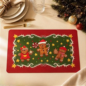 Jogo Americano de Natal - Vermelho e Verde - 43x28cm - 1 unidade - Rizzo