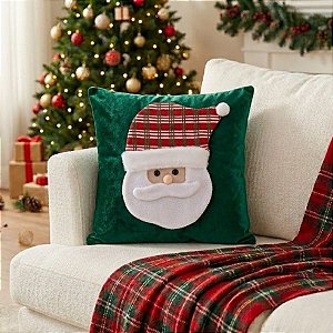 Capa Para Almofada de Natal - Papai Noel - Verde - 45cm - 1 unidade - Rizzo