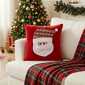 Capa Para Almofada de Natal - Papai Noel - Vermelho - 45cm - 1 unidade - Rizzo