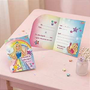 Convite de Festa - Barbie Dreamtopia - 15x10cm - 8 unidades - Regina - Rizzo