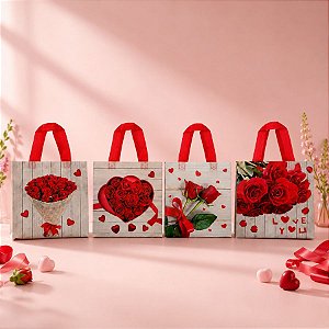 Sacola de TNT Reutilizável - Rosas - 29cm - 12 unidades - Rizzo