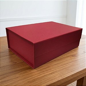 Caixa de Papel Rígido Retangular com Imã - Oxford Vermelho - GG 38x28x11cm - 1 unidade - Cromus - Rizzo