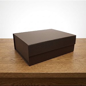 Caixa de Papel Rígido Retangular com Imã - Oxford Marrom - M 29x21x9cm - 1 unidade - Cromus - Rizzo