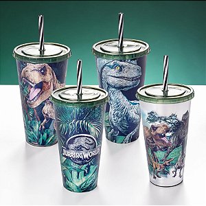 Copo de Plástico com Tampa e Canudo - Jurassic World - Sortido - 700ml - 1 unidade - Plasútil - Rizzo