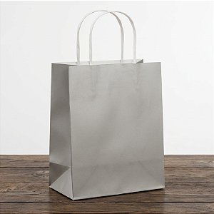 Sacola de Papel P 21,5x15x8cm - Prata Fosco - Embalagem Econômica - 10 unidades - Cromus - Rizzo