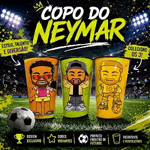 Copos Colecionáveis Neymar Jr Gols Que Marcaram História 600ml - KIT 3 - 3 unidades - Rizzo