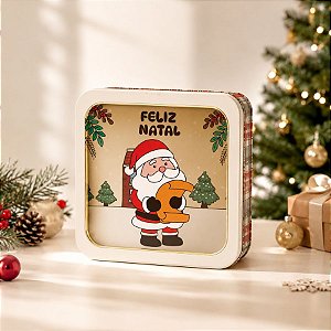 Lata de Natal de Metal - Papai Noel Casa - 15,5cm - 1 unidade - Rizzo