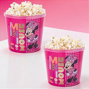 Balde de Pipoca - Minnie Mouse Rosa - 2,1l - Disney Original  - 2 unidades - Plasútil - Rizzo