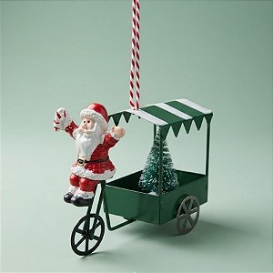 Enfeite para Pendurar de Natal - Papai Noel no Triciclo com Arvore - 9x9x4,5cm - 1 unidade - Cromus - Rizzo